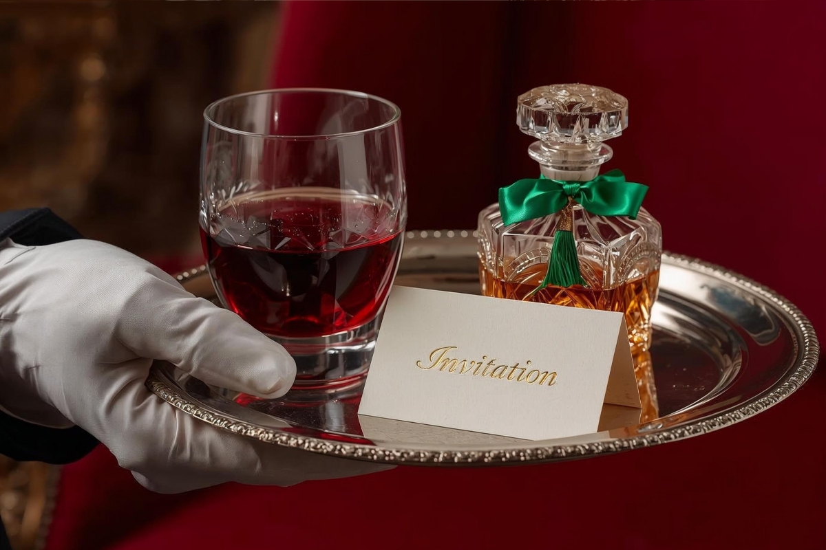 wine-and-decanter-served-on-a-silver-tray